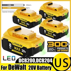 1-4X For DeWalt 20V 8.0AH 20 Volt Max XR Li-Ion Battery DCB205-2,DCB208,DCB200