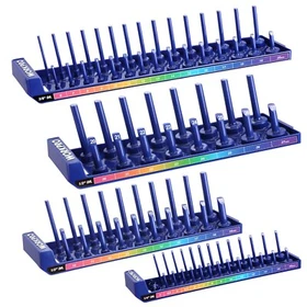 WORKPRO 4PC/8PC Socket Organizer Set Socket Holder Tray 1/4" 3/8" 1/2 SAE/Metric
