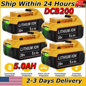 1-4X For DeWalt 20V Max 5.0AH Li-ion Battery/Charger DCB206 DCB205 DCB200