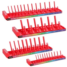 WORKPRO 4PC/8PC SAE/Metric Socket Organizer Set Socket Holder Tray 1/4" 3/8" 1/2