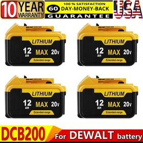 1-4X 20V For DeWalt 20Volt Max 12.0AH Lithium Ion Battery+Charger DCB204 DCB200