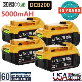 1-4X For DeWalt 20 Volt Max 5000mAH 20V Lithium-Ion Battery DCB204 DCB205 DCB200