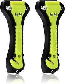 2pc Car Safety Hammer, Window Glass Hammer Breaker and Seatbelt Cutter-Emergency