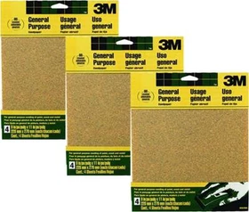 3M Aluminum Oxide Sandpaper, 9 in x 11 in, 3 Packs of 5-Sheets