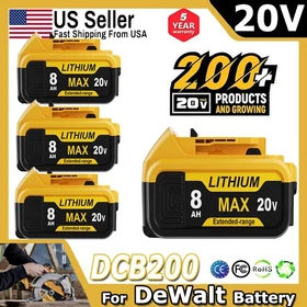 For DeWalt 20V Max XR 8.0AH Lithium Ion Battery/Charger DCB205-2 DCB204 DCB200