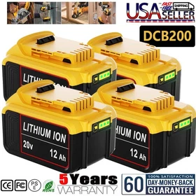 1-4X For DeWalt 20V 20 Volt Max 12.0AH Lithium-Ion Battery+Charger DCB206,DCB200