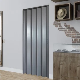 Grey Interior Folding PVC Accordion Door,Include Door and Hardware,Handle,Latch