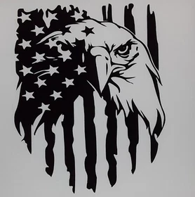Eagle Flag Decal, Choose Size,  Color Choice, Car, Home, Craft