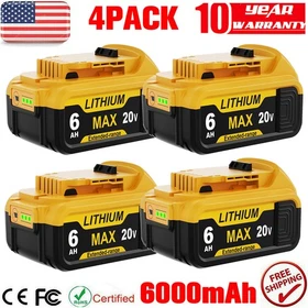 20 Volt for DeWalt 20V Max 6.0AH 8.0AH Lithium Battery / Charger DCB206-2 DCB200