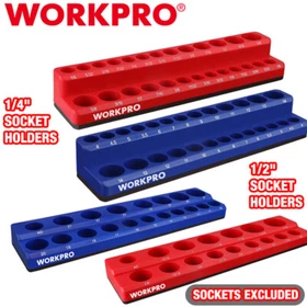 WORKPRO 2PIECES 1/2" / 1/4" Magnetic Socket Organizer Set SAE & Metric Tool Cart