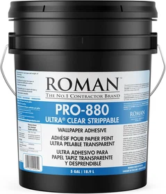 Roman PRO-880 Wallpaper Adhesive 5 Gallon Ultra Clear Strippable Paste Zero VOC