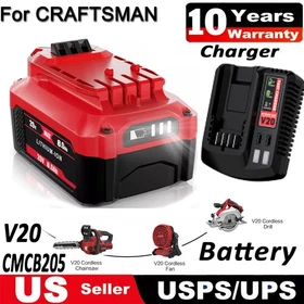 For Craftsman V20 Battery CMCB205 CMCB204 CMCB203 8000mAh Battery/Charger 20Volt