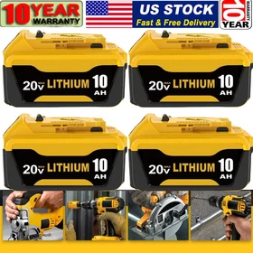 2-6Pack 10AH For Dewalt 20V 20 Volt Max XR Lithium Battery DCB206 DCB205 DCB200