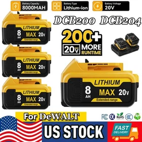 1-4Pack Lithium Ion Battery For DeWalt 20V 20Volt Max 8.0AH DCB205 DCB206 DCB200