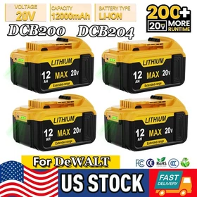 1-4&times;For DeWalt 20V 20Volt Max 12.0AH Lithium Ion Battery + Charger DCB206 DCB200
