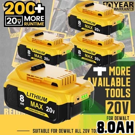 ✅1/2/3/4PACK For DeWalt 20Volt Max XR 8.0AH Li-Ion Battery/Charger DCB204 DCB200