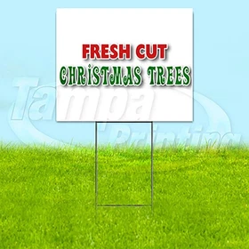 FRESH CHRISTMAS TREES 18x24 Yard Sign Plastic Corrugated WITH STAKE USA YS00150