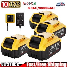 1-4 Pack For DeWalt 20V Max XR 8.0AH Lithium Ion Battery/Charger DCB205-2,DCB200