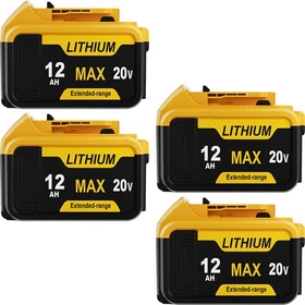1/4Pack 12AH For DeWalt 20V Battery Lithium Ion w/Charger DCB205 DCB206 DCB200
