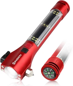 Car Safety Hammer Flashlight 16-in-1 Tactical Emergency Escape Tool USB