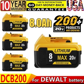 For DeWalt 20V 20 Volt Max XR 8.0AH Lithium-Ion Battery DCB205-2 DCB204-2 DCB200