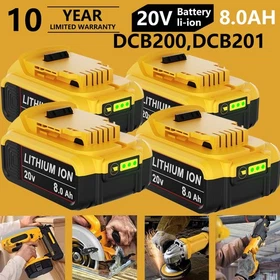 1-4X For DeWalt 20 Volt Max XR 8.0AH Li-Ion Battery/Charger DCB205 DCB208 DCB200
