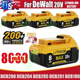 1-4X New 20V For DeWalt 20 Volt Max XR 8.0AH Li-Ion Battery DCB205 DCB208 DCB200