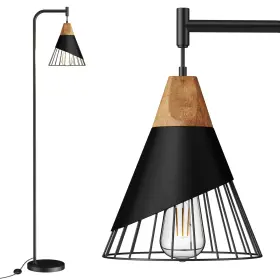 FL-2501 ALRRYO Floor Lamp Farmhouse Tall Wood Shade