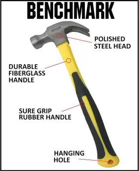 692622587795 BENCHMARK Pack Claw Hammers Sure Grip Fiberglass #2