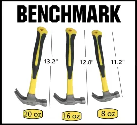 692622587795 BENCHMARK Pack Claw Hammers Sure Grip Fiberglass #3
