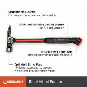CHSFRM28 CRESCENT Framing Hammer Steel Head Milled Grip #2