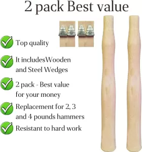 313098811886 CUIT XI Pack Wood Sledge Hammer Handle Set #2