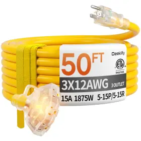 766997327222 DEEKLIFY Extension Cord Gauge Outlet Waterproof