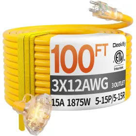 766997327239 DEEKLIFY Extension Cord Gauge Outlet Waterproof