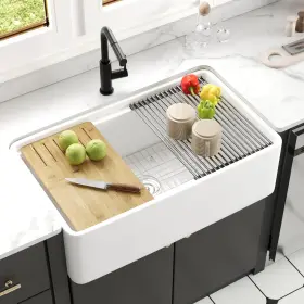 DV-1K0067 DEERVALLEY Farmhouse Sink Fireclay Apron Front Bowl