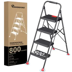 I84SRD1-1 DIAMONDFORGE Folding Step Ladder Handrails Stool