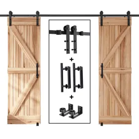 0106-W2-366J3-2 EASELIFE Double Sliding Barn Door Track Kit