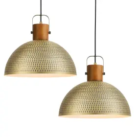 UP2338-2BRS ELYONA Pendant Light Fixtures Pack Hammered Dome