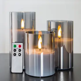 CA-MA005-S3-GREY EYWAMAGE Flameless Led Pillar Candles Set