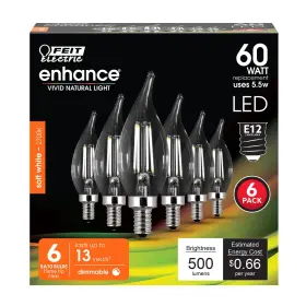 CFC60-927CA-FIL-6 FEIT ELECTRIC Led Dimmable Candelabra Light