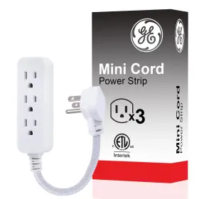 45190 GE Power Strip Braided Extension Cord Outlets Grounded