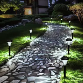 8727 GIGALUMI Solar Lights Pack Waterproof Pathway Garden