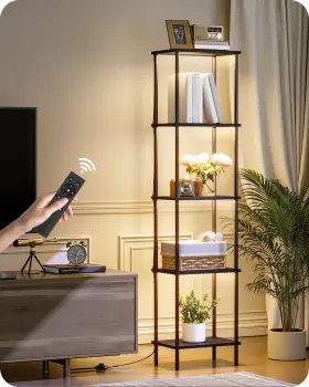 B52LD05 GOEBLESON Floor Lamp Shelves Tier Dimmable Led Remote