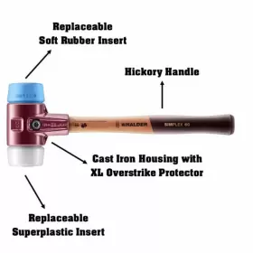 3017.060 HALDER Mallet Marring Hickory Handle Head Rubber #2