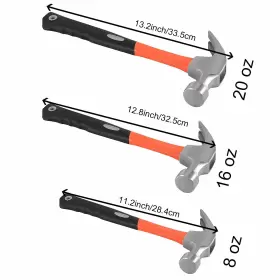 744358430538 HOIGON Claw Hammer Set Fiberglass Han #2