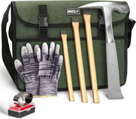 313095017052 INCLY Geology Hammer Chisels Loupe Gloves Bag