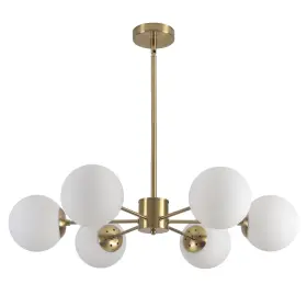 L1085-6-HEAD KCO Chandelier Light Sputnik Milk Glass Century