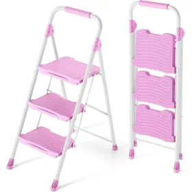 WK2222-3 KINGRACK Step Ladder Stool Handrail Anti Slip Pedals