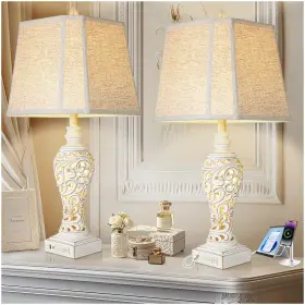 PL8035 LUXSIGHT COLLECTION Farmhouse Table Lamps Set Usb