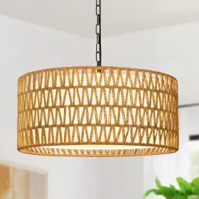 L240028P5 LYNNOLAND Chandelier Light Rattan Boho Linen Shade